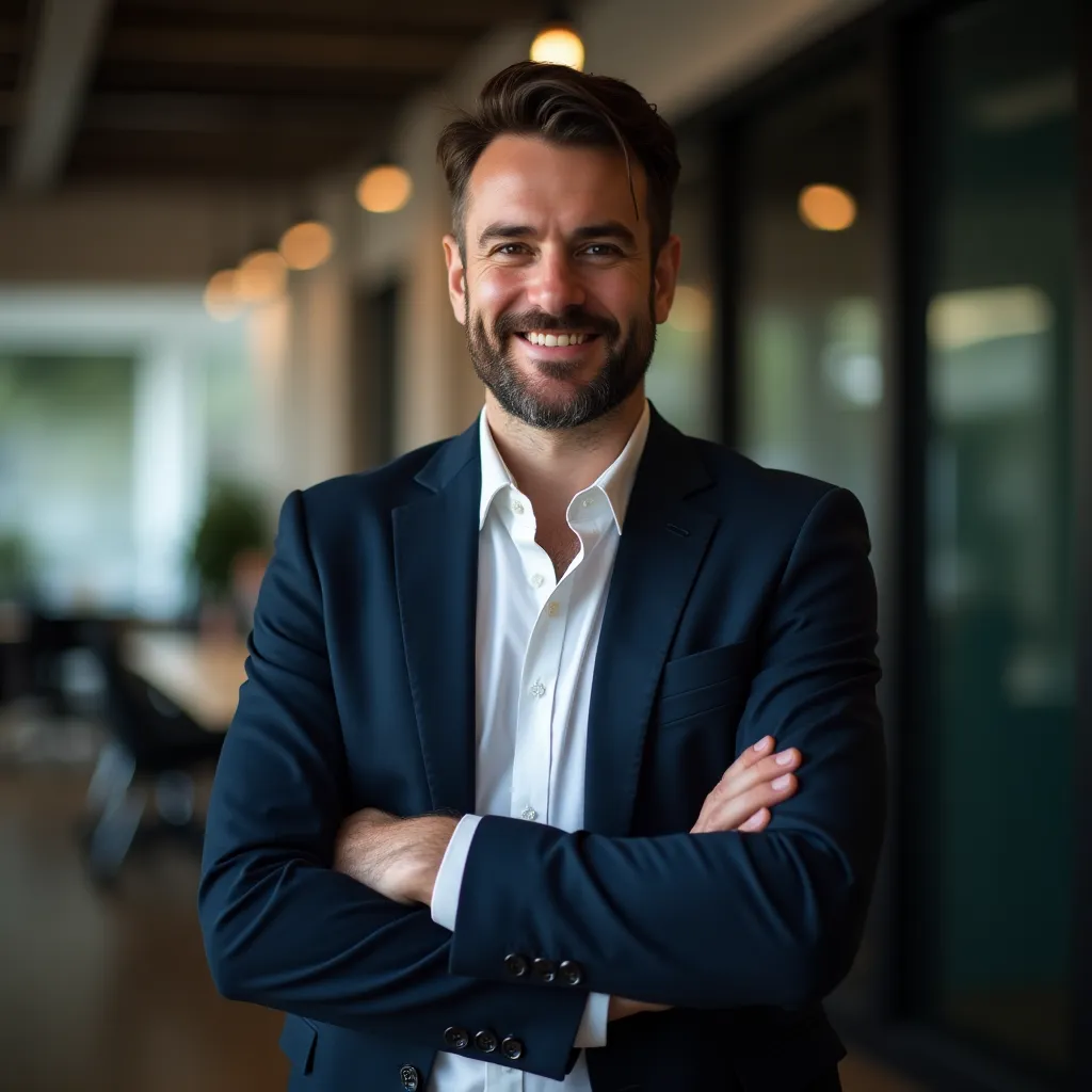 Exemple de portrait professionnel naturel sur fond neutre