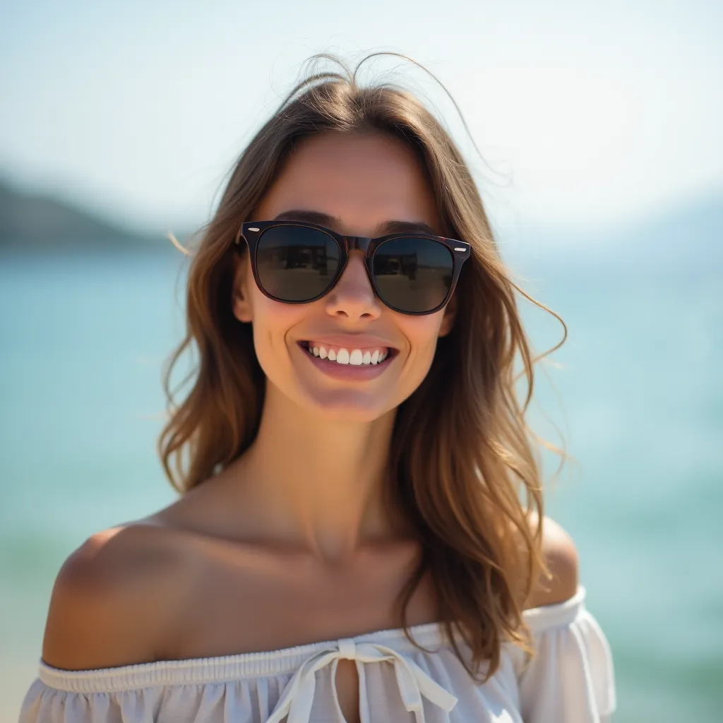 Retrato natural de una mujer sonriendo al aire libre