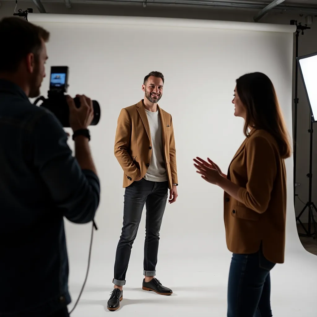 Freelancer preparándose para una sesión de fotos profesional