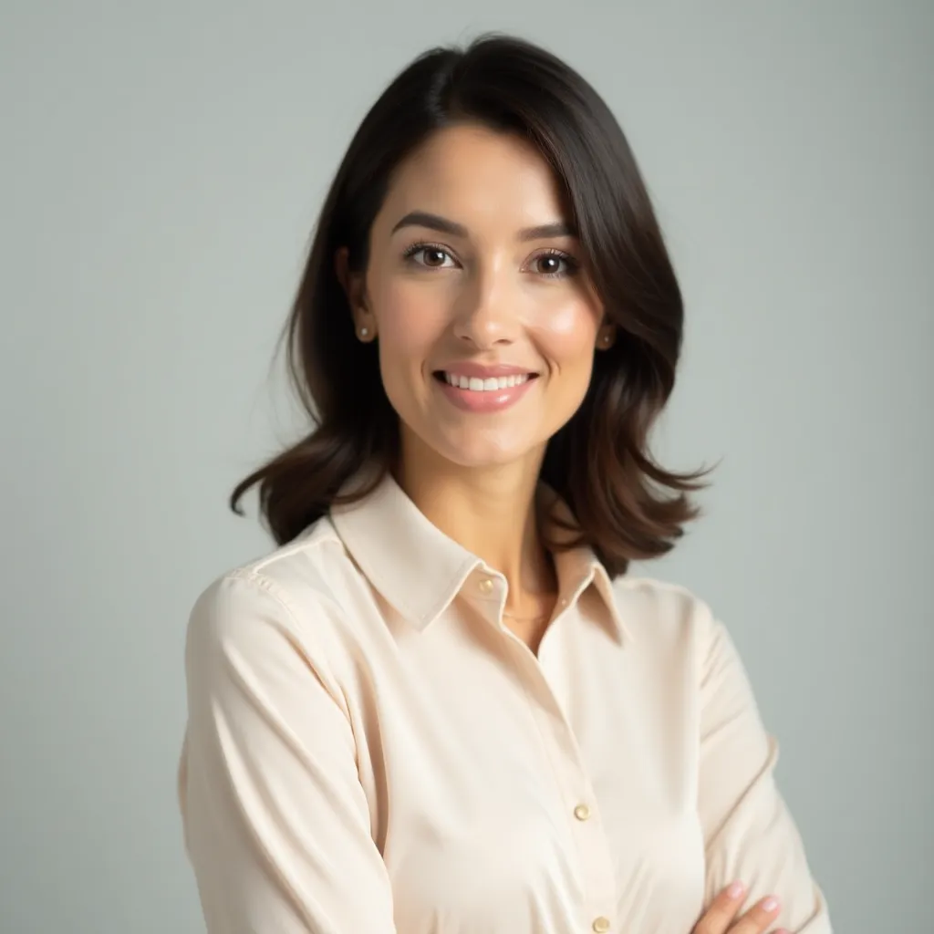 Retrato bien iluminado de una secretaria independiente