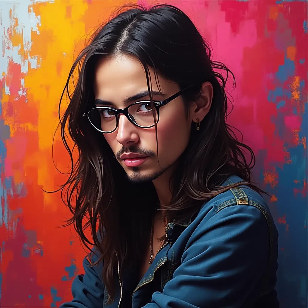 Retrato artístico con efecto de doble exposición