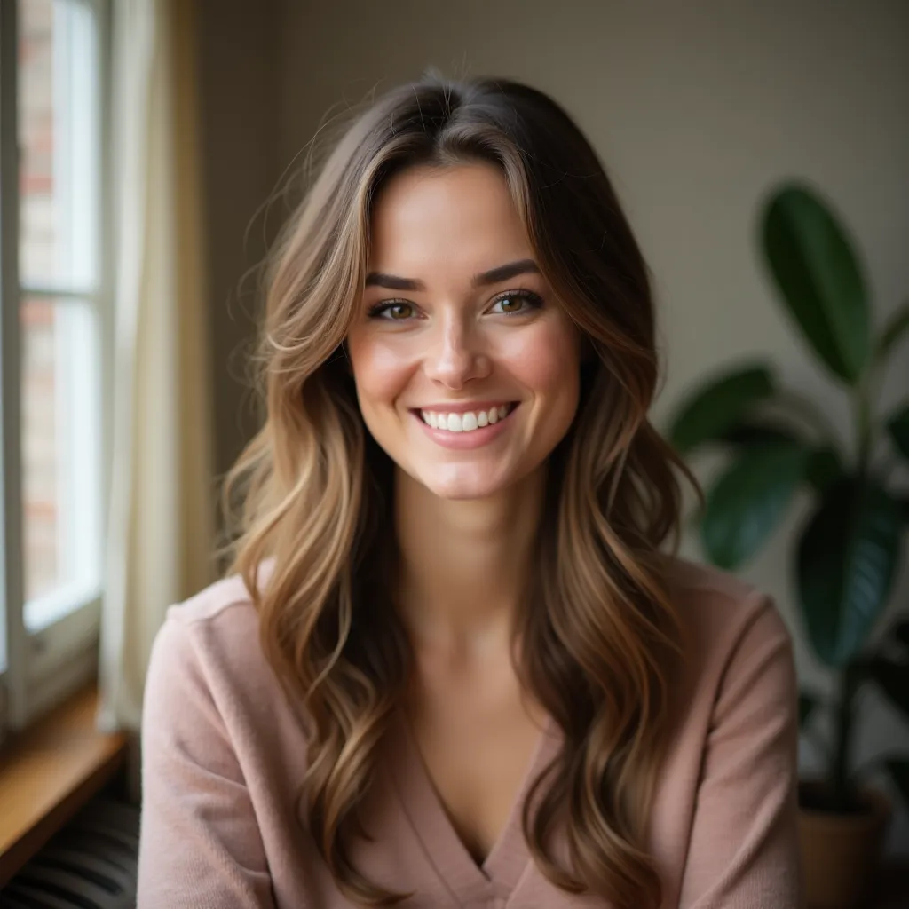 Portrait d'une psychologue avec un fond professionnel et sobre