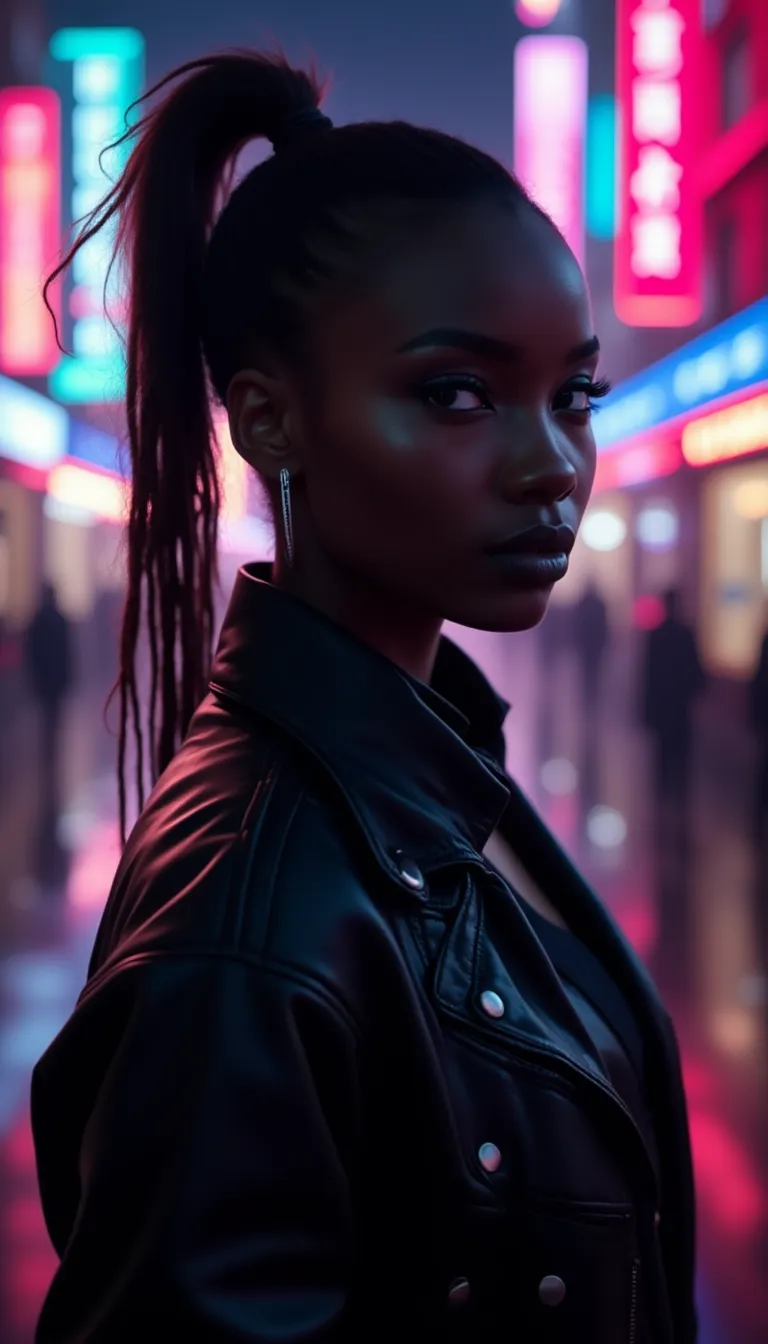 Verwandle dein Bild in einen futuristischen Cyberpunk.