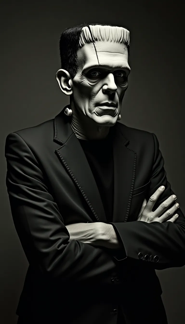 halloween white man as frankenstein s monster in a laboratory setting