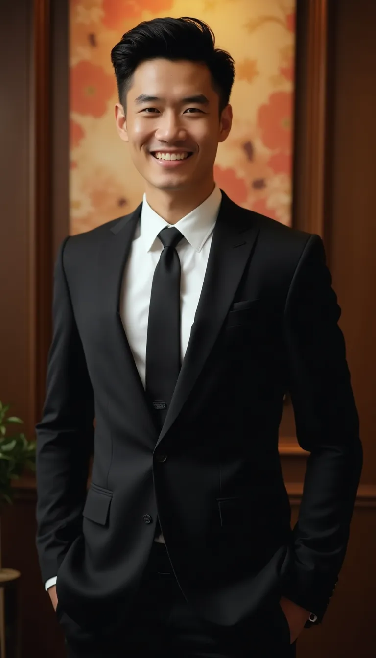 asian-man-in-a-formal-suit--posed-with-a-romantic-background