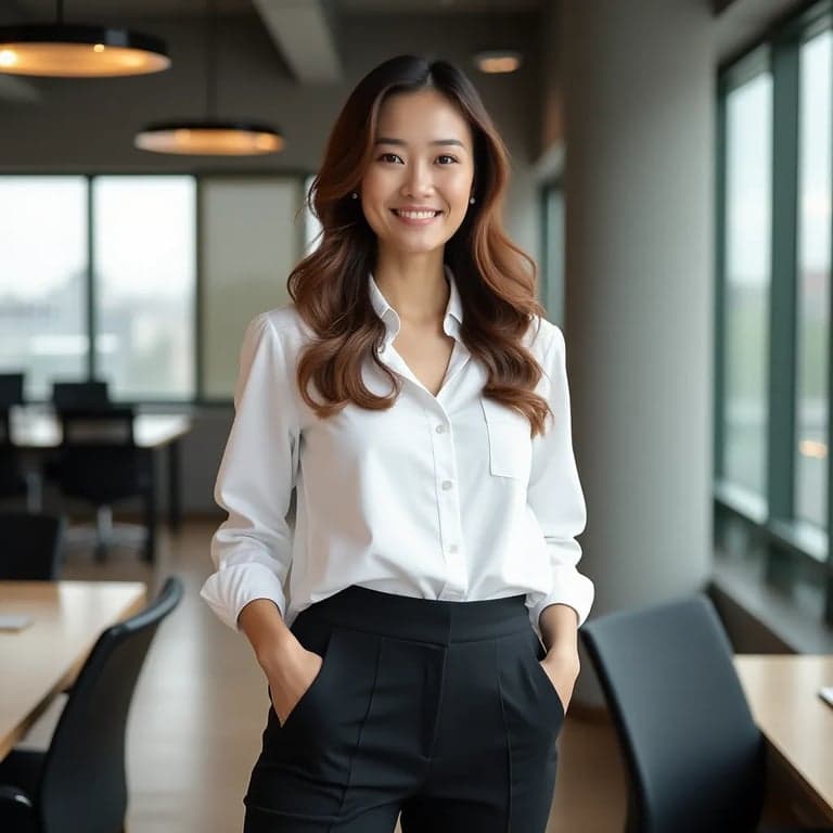 Ejemplo de retrato profesional natural con fondo neutro