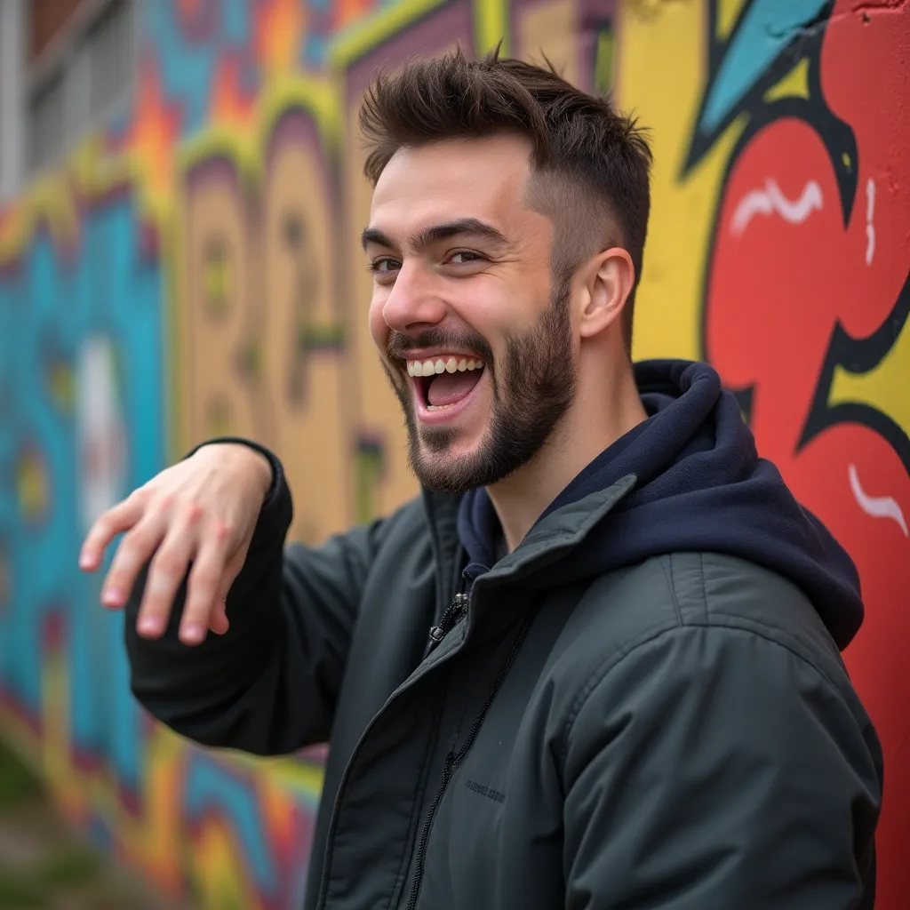 Exemple de mauvaise photo de profil floue et surchargée